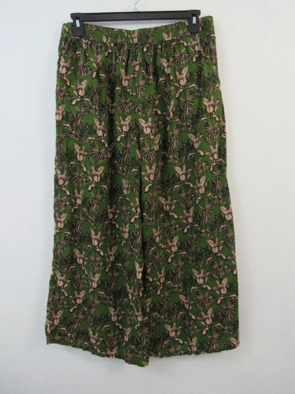 Green tropical Maxi Skirt with Elastic Waist